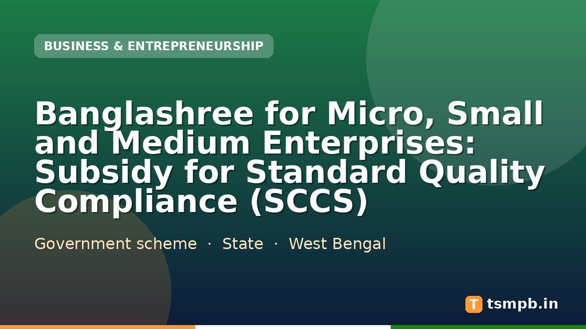 Banglashree for Micro, Small and Medium Enterprises: Subsidy for Standard Quality Compliance (SCCS)