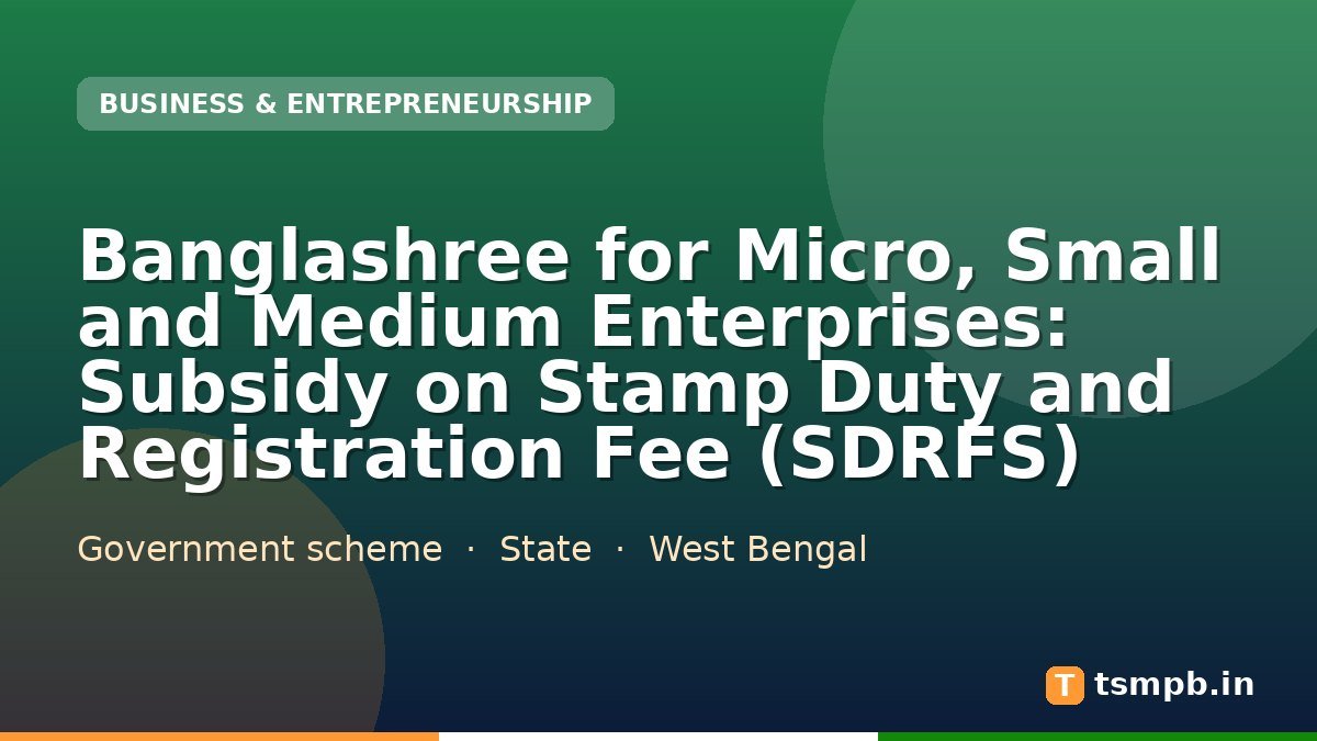 Banglashree for Micro, Small and Medium Enterprises: Subsidy on Stamp Duty and Registration Fee (SDRFS)