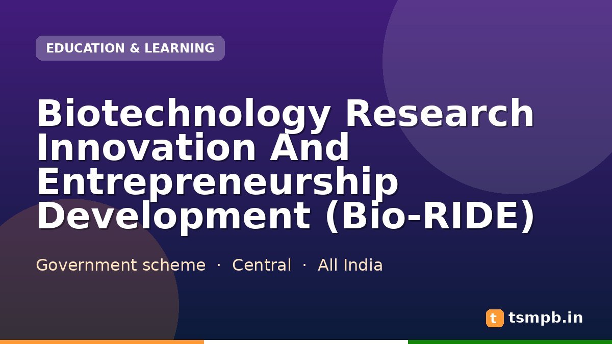 Biotechnology Research Innovation And Entrepreneurship Development (Bio-RIDE)