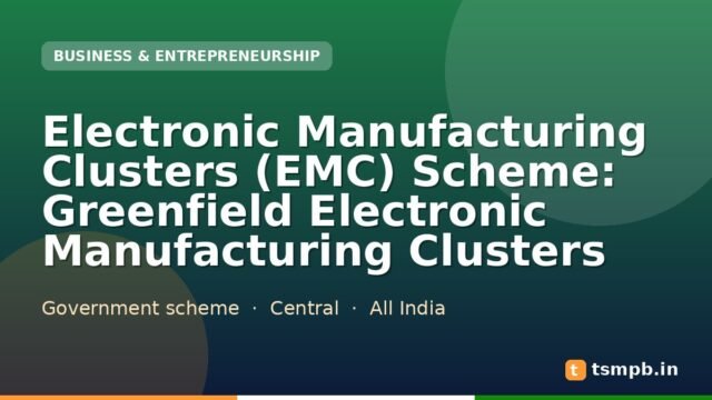 Electronic Manufacturing Clusters (EMC) Scheme: Greenfield Electronic Manufacturing Clusters
