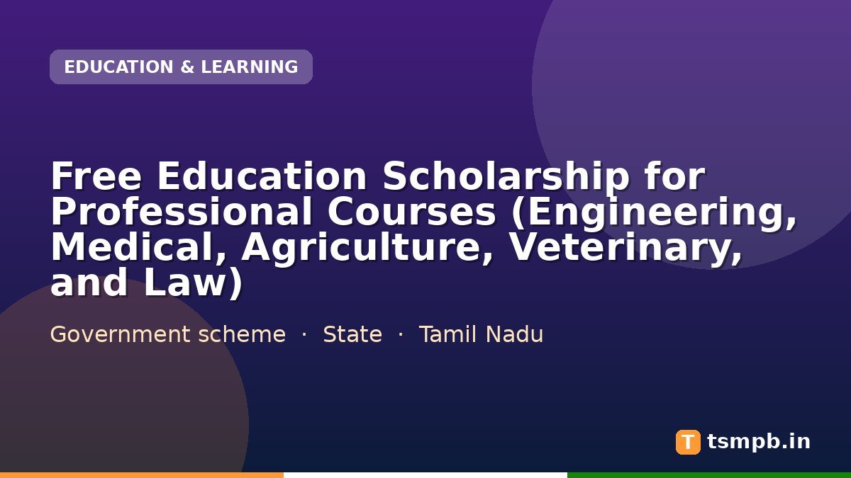 Free Education Scholarship for Professional Courses (Engineering, Medical, Agriculture, Veterinary, and Law)