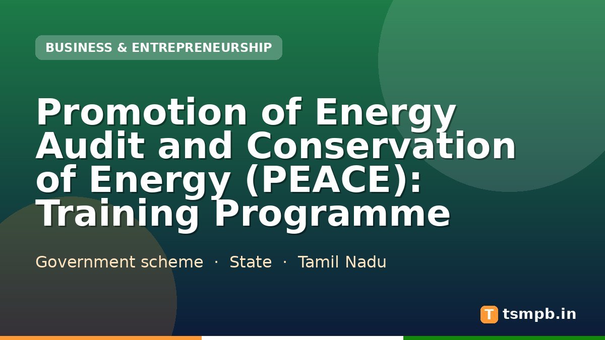 Promotion of Energy Audit and Conservation of Energy (PEACE): Training Programme