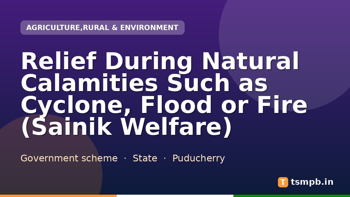 Relief During Natural Calamities Such as Cyclone, Flood or Fire (Sainik Welfare)