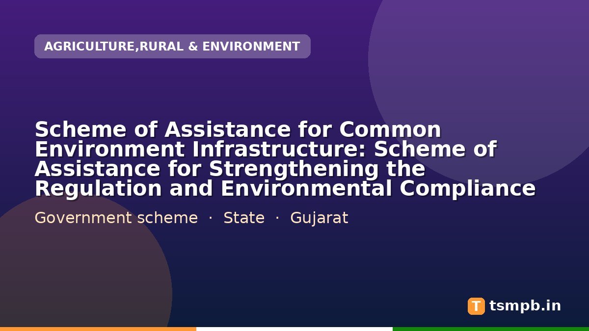 Scheme of Assistance for Common Environment Infrastructure: Scheme of Assistance for Strengthening the Regulation and Environmental Compliance
