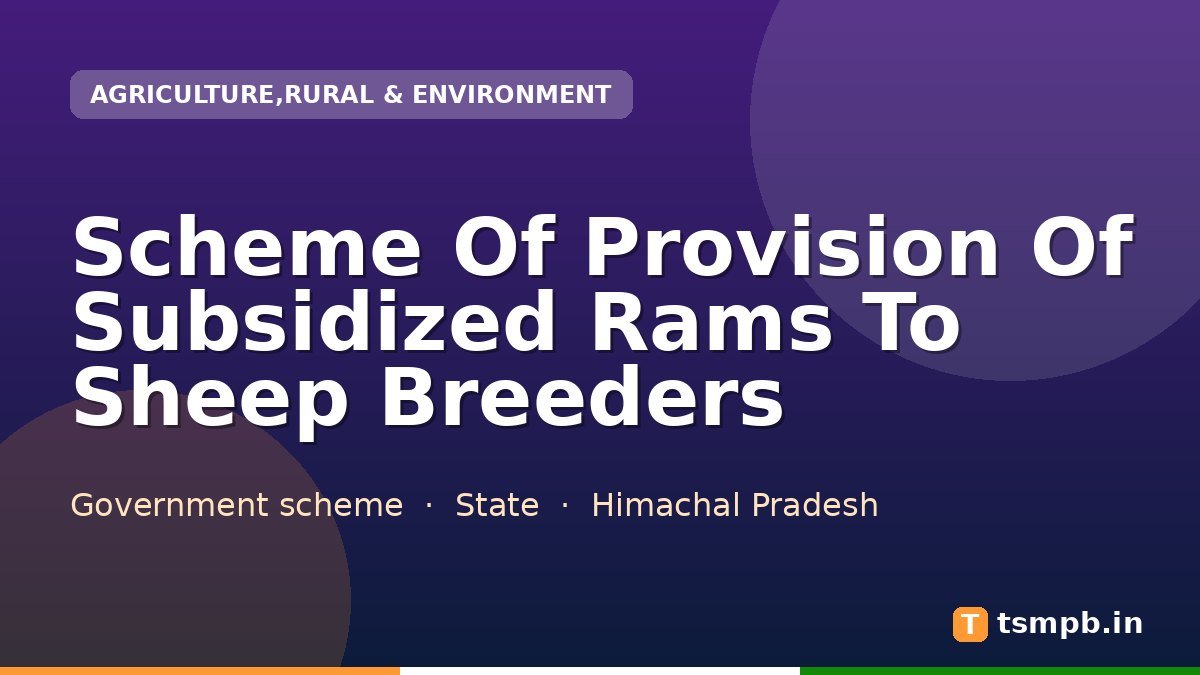 Scheme Of Provision Of Subsidized Rams To Sheep Breeders