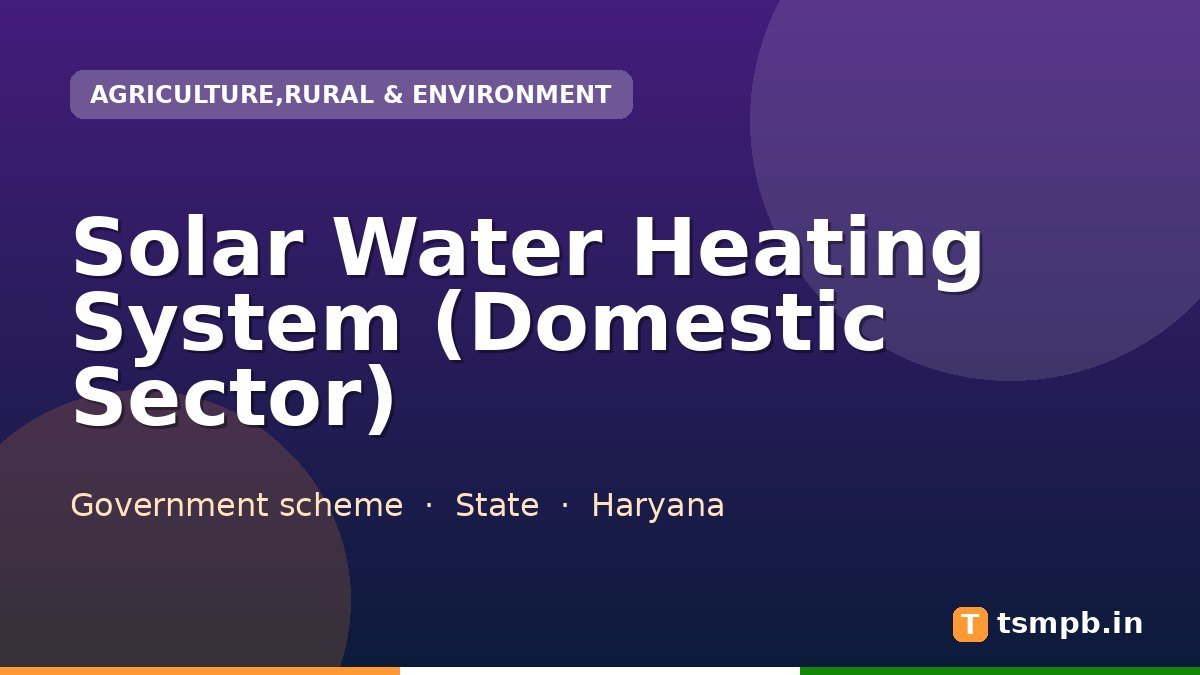 Solar Water Heating System (Domestic Sector)